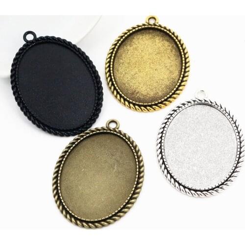New Fashion 5pcs 30x40mm Inner Size 4 Colors Plated Simple Style Cabochon Base Setting Pendant