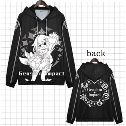 2021 New Anime Genshin Impact Paimon Game Peripheral Trendy Fashion Hooded Headgear Clothes White Black