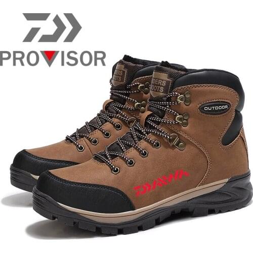 Daiwa New Designers Action Leather Shoes Climbing & Fishing Shoes Men Outdoor Shoes Man High Top Winter Boots Plush Comfy