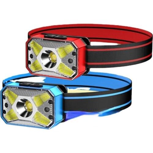 New Style LED Strong Headlight Outdoor COB Lighting USB Charging Mini Night Running Sensor Red Light Warning Headlight