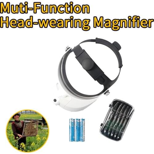 Beekeeping Magnifying Glass For Beekeeping Equipment Head-mounted Multiple Magnification Mirror Height LED Light Magnified Lens