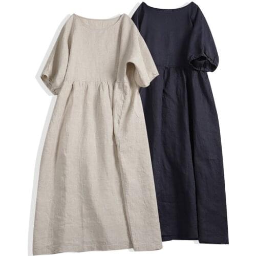 Large Size Short Sleeve Dress Age Reduction Cute Baby Dress Loose Wenssen Series Cotton Womens 2021 Summer Dress