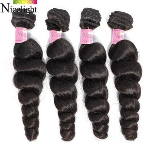 Loose Wave Bundles Indian Human Hair Bundles Extensions Nicelight Short Hair Bundle Long8-26Inch Single Bundles1/3/4Bundle Deals