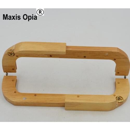 Size 25cm Nature Color Solid Wood Material Fashion Wood Wooden Bag Frame Selling Fashion Wooden Purse Frame