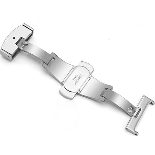 Stainless Steel Butterfly Clasp Watch Strap Double Push Button Silver Deployant Buckle Clasp