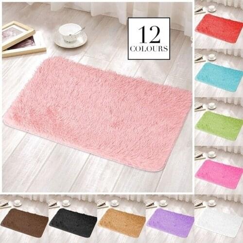 Luxury Shaggy Bedroom Rugs Non-Slip Absorbent Bath Mat Bathroom Carpet Washable Fast Drying Door Living Room