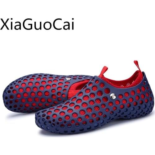 Fashion Summer Men Slippers Cool Unisex Sandals Hollow Swimming Shoes for Couple Antiskid Fashion Snorkeling Beach Shoes