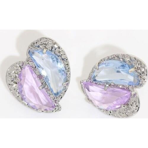 Love Heart Series Metal Wind Stitching Contrasting Color Love Jewels European and American Minority Earrings Earrings