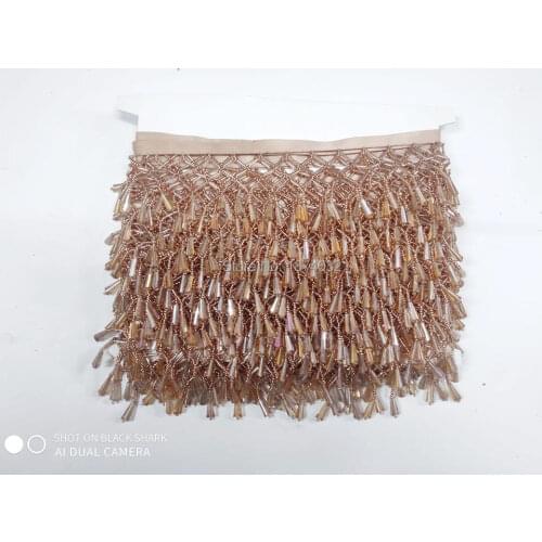 Handmade sewing tassel fringe trimming bridal crystal clear rhinestone patch appliques for wedding dress belt DIY sew on