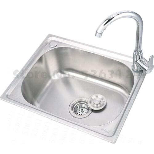 Thickened Sink 304 Stainless Steel Sink Kitchen Sink Single Sink Basin Sink Single Large Single Slot Set WY5