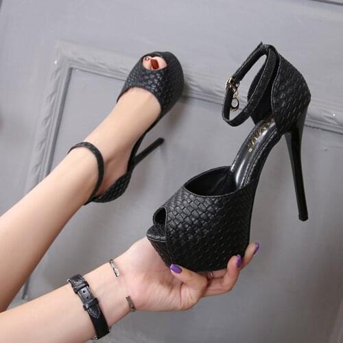 2021 High Heels Sandals Summer Sexy Ankle Strap Open Toe Party Dress Heels 10/12cm Platform Heels Women High Heel Pumps