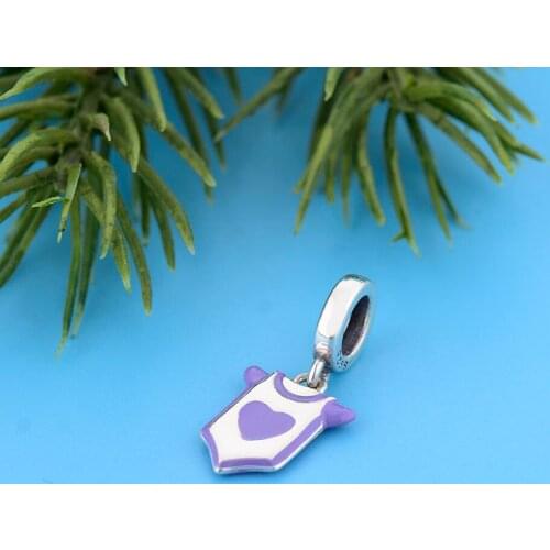 Fit Original Charm Bracelet Authentic 925 Sterling Silver Purple Baby Bodysuit Bead For Making Women Handmade Berloque 2021 New