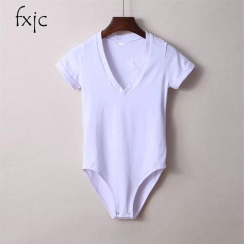 2018 summer stretch self-cultivation V-neck short-sleeved T-shirt female summer half-sleeved jumpsuit bottoming shirt ZR183