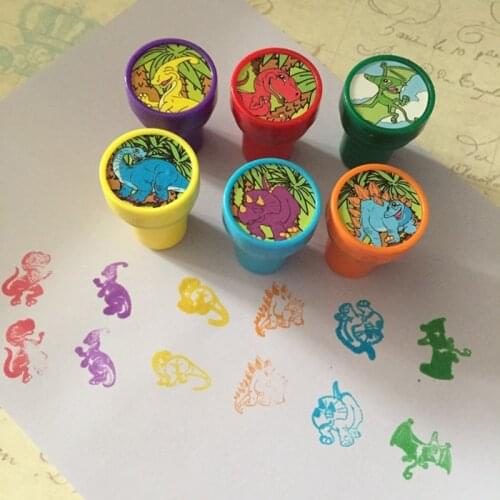 77HD 1Set Creative Dinosaur Stamper Colorful Stamps Pre-inked DIY Art Crafts Non-Fading Stamper Set Interactive Craft Kits