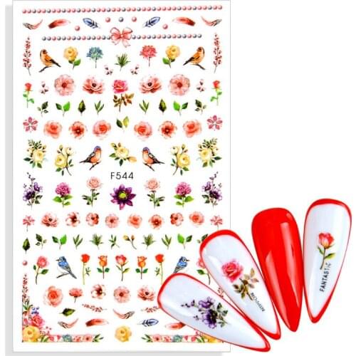 2021 Spring 3D Green Leaf Fruit Nail Art Stickers Flower Tree Leaves Nail Decal Greenery Spring Floral Manicure Decorations