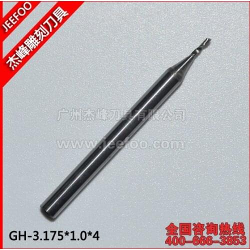 3.175*1.0*4mm Single Flute End Milling Cutters, Tungsten Steel Solid Carbide Router Bits