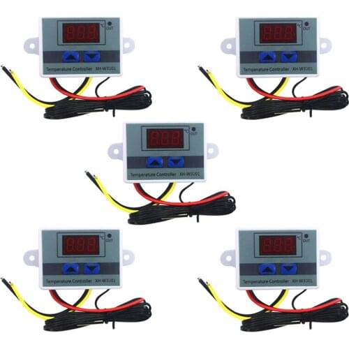 5Pcs 110-220V Ac Digital Led Temperature Controller Xh-W3001 for Incubator Cooling Heating Switch Thermostat Ntc Sensor