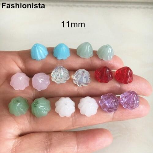 50 pcs - Glass Bead 11mm Drop-Petal Charms Jewelry Findings Lampwork Beads Lotus-seedpod Loose Spacer Beads For Handmade Crafts