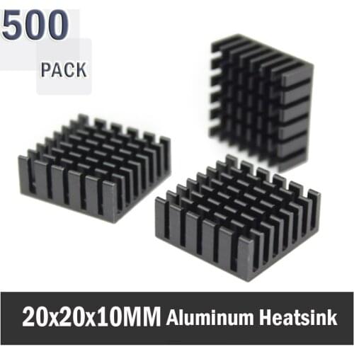 500Pcs Gdstime 20x20x10mm Anodized Black Aluminum Heatsink 20x20x10mm Electronic Chip Cooling Radiator Cooler for power IC,Elect