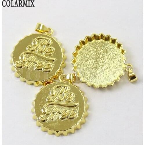 8 Pcs Be Free pendant Metal Round Fashion jewelry Pendant Gift Jewelry pendant Gift 7405