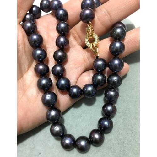 AAA 11-12mm Tahitian round multicolor pearl necklace 18 INCH 14k/20 Gold clasp