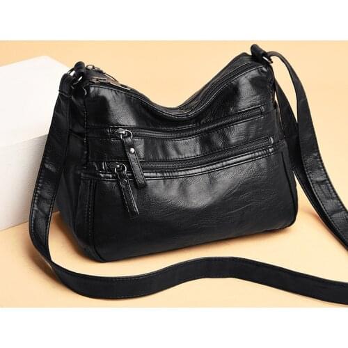 Aliwood 2021 New Arrivals Womens bag Large Capacity 3-layer Zipper Ladies Crossbody Bags PU Leather Shoulder Bags Mom Flap bags