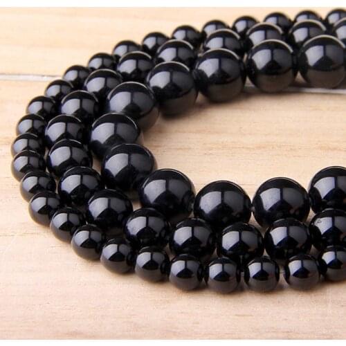 Natural AB Black Agates Beads 6 mm 8 mm 10 mm 12 mm Polished Round Beaded Wholesale Loose Beads For DIY Jewelry Making Bracelets
