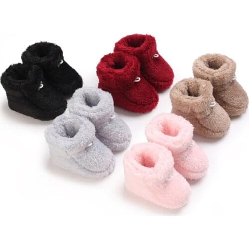 Baby Autumn Winter Boots Baby Girl Boys Winter Warm Shoes Solid Color First Walkers Kid Shoes 0-18M
