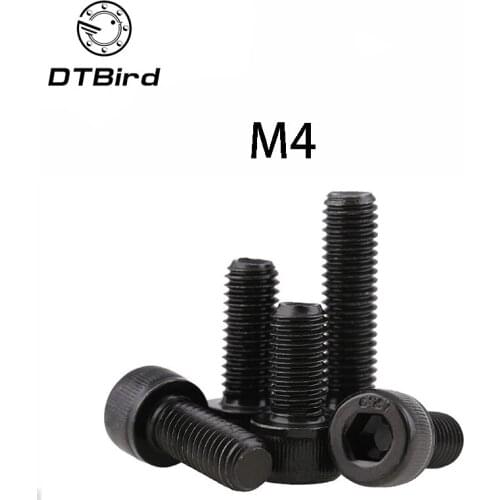 DIN912 Metric Thread Black Grade 12.9 Alloy Steel Hex Socket Head Cap Screw Bolts M4*(4/5/6/8/10/12/14/15/16/18/20/22~60)mm DT2