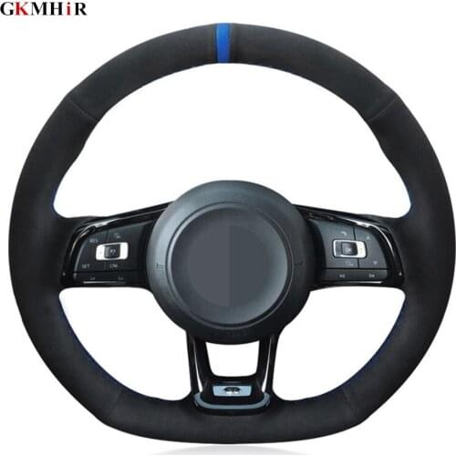 DIY Black Suede Car Steering Wheel Cover For Volkswagen VW Jetta GLI VW Golf 7 GTI MK7 Golf GTI 2015-2020 VW Golf R 2015-2019