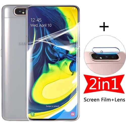 2 in 1 Screen Hydrogel Film on for Samsung Galaxy A80 A70 A60 A90 5G A 80 Camera Lens Protector Not Protective Glass
