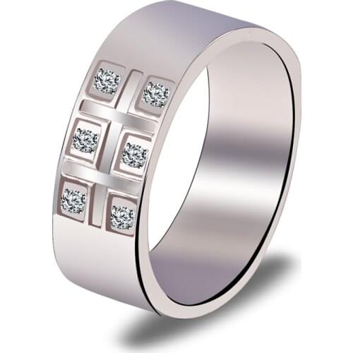 Fine Jewelry Men Titanium Ring Austria Rhinestone Men Black Ring Bijoux18K Gold stainless steel Ring for men J1517