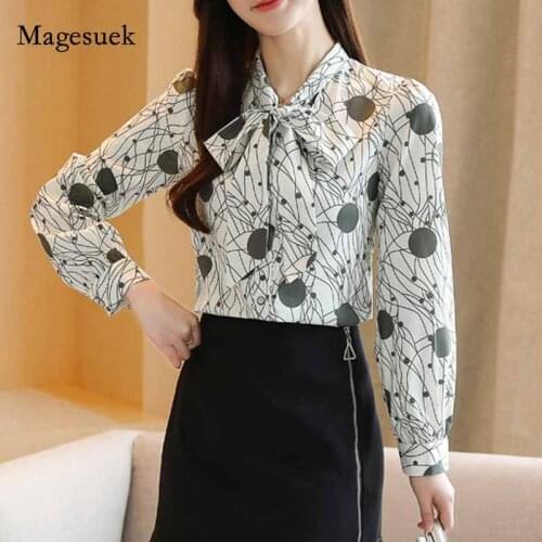 Polka Dot Bow Long-Sleeve Cardigan Chiffon Shirts For Women Autumn Women Blouse 2020 Slim Work Wear Blouses Women Casual 10786