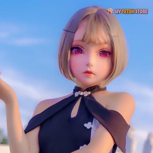 KM1118) Handmade Female Resin Crossdress Sweet Girl Half Head Lolita Japanese Character Anime BJD Doll Cosplay Kigurumi Mask