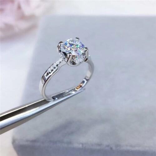 Classic Wedding Moissanite Ring 925 Sterling Silver Excellent Cut 1 Carat D Color Diamond Test Past Moissanite Rings for Women