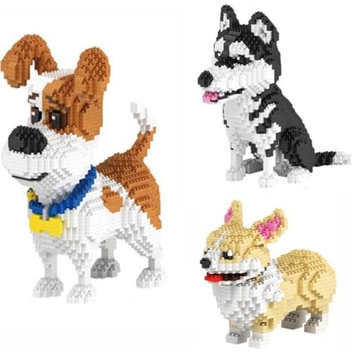 Cartoon Animal Mike Dog Building Blocks Diamond Small Particles Assembled Toy Pet Dog Hound Model Bricks Childrens Toy Gift
