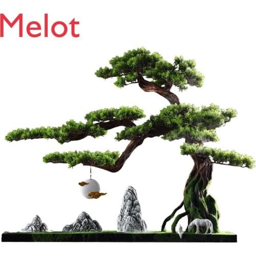 Creative Backend Burner High Mountain Floating Water Decoration Living Room Home Artificial Greeting Pine Bonsai High-End Desk