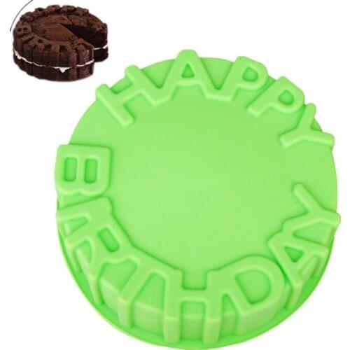 Round HAPPY BIRTHDAY Cake pan Home DIY Baking 8-inch Pizza Pan Silicone mold