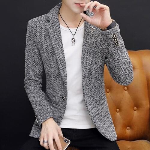 2021 Mens Professional Business Thick Suit Youth Plaid Jacquard Slim Casual mens suit jacket blazers