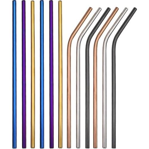 4PCS 304 Stainless Steel Straw Set Bend Straight Thick Tube Milk Tea Coffee Drinking Straws Suit