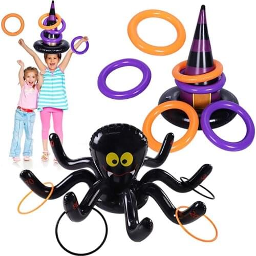 Halloween Inflatable Witch Hat Inflatable Spider Hat Ring Toss Pool Game Party Indoor Outdoor Party Game Halloween Decorations