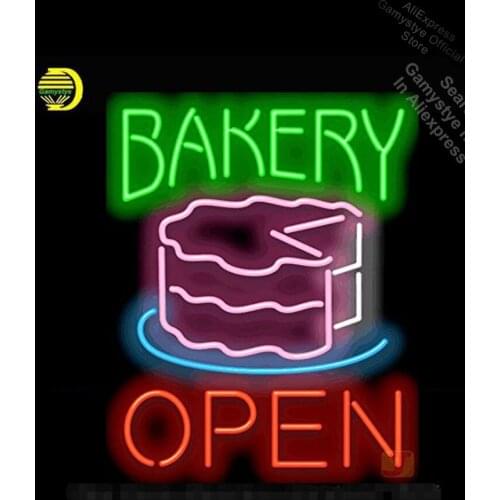 Neon Sign for Bakery Open with Cake Neon Bulbs sign Lamps handcraft Glass Neon Light Art Neon Signs For Home neon sign open cubs