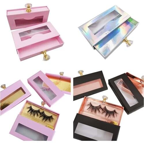 Wholesale false Eyelash Boxes Package custom logo Eyelash Packaging Box 25mm mink Lashes Square makeup Case vendors