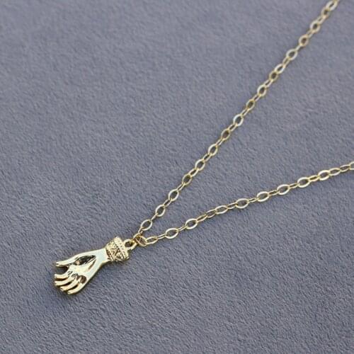 Creative Design Copper Hand Pendant Vacuum Plating gold-plated Necklace 42cm Chain Choker Trendy Streetwear Jewelry For Women