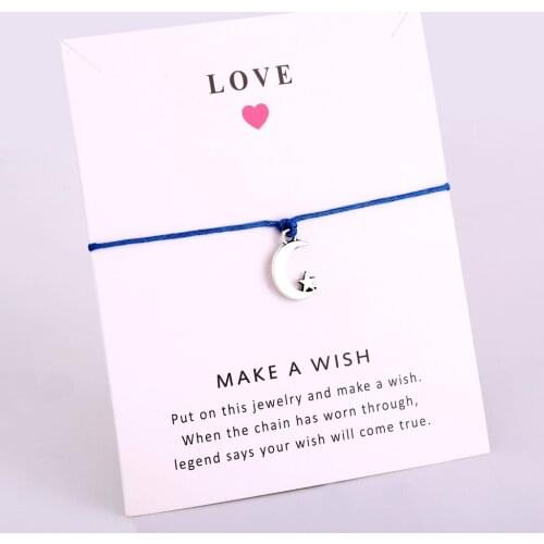 Moon Star Charm Bracelets Rope Chain Jewelry Women Men Boy Girl Unisex Best Friends Friendship Christmas Gift Drop Shipping