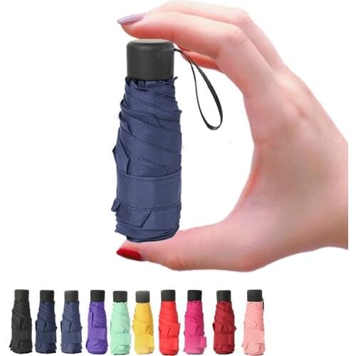 Mini Pocket Folding Rain Umbrella Luxury Lightweight Black Coating Parasol Travel Protable Pocket Anti-UV Umbrella