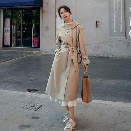 Trench Women Jacket New Korean Casual Loose Ladies Over Knee Spring Autumn Fashion Temperament Lapel Female Windbreaker Coat