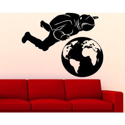 Astronaut Wall Decal Cosmonaut Planet Earth Vinyl Window Stickers Nursery Kids Bedroom Study Home Decoration Art Wallpaper Q560