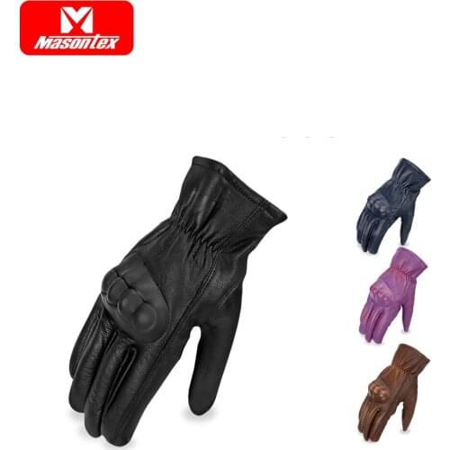 Masontex vintage Genuine Leather Full Finger Motorcycle Gloves Winter Warm Touch Screen Waterproof Windproof Protective clothing
