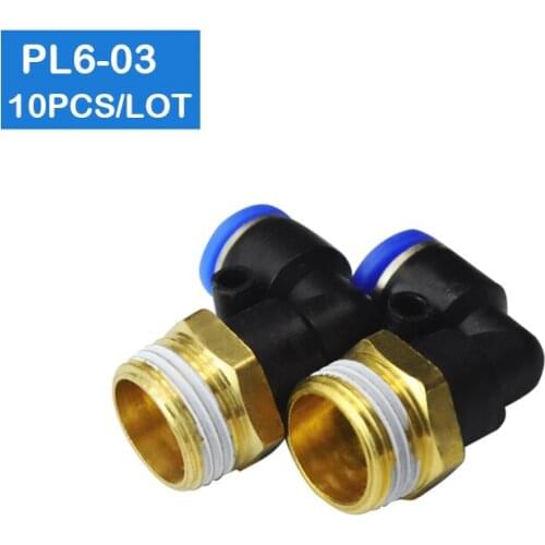 High quality 10 Pcs of PL6-03 6mm Push In One Touch Connector 3/8" Thread Pneumatic Quick Fittings